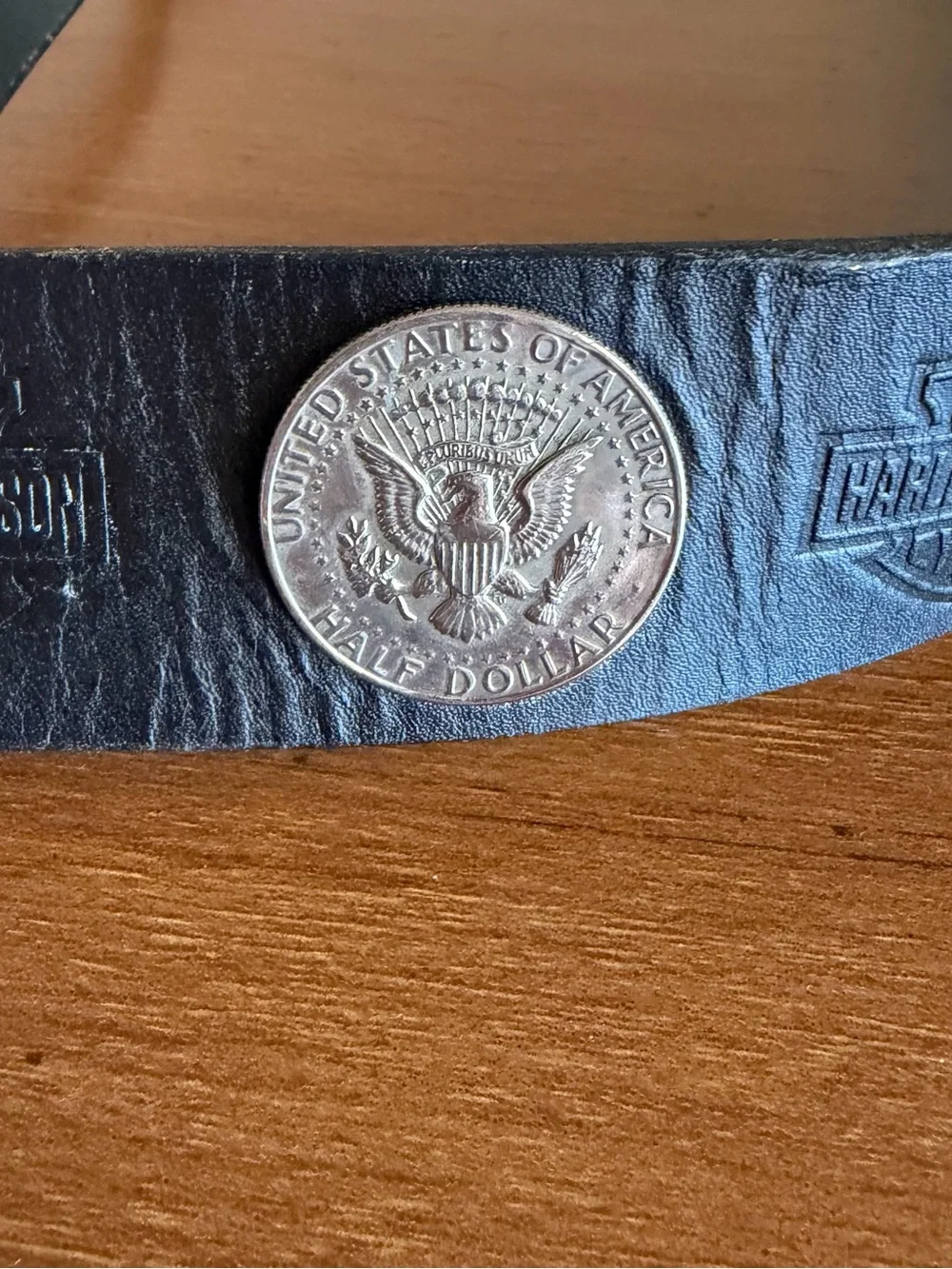 Harley-Davidson Men's Black Adjustable Leather Coin Concho Belt Size 44 Biker